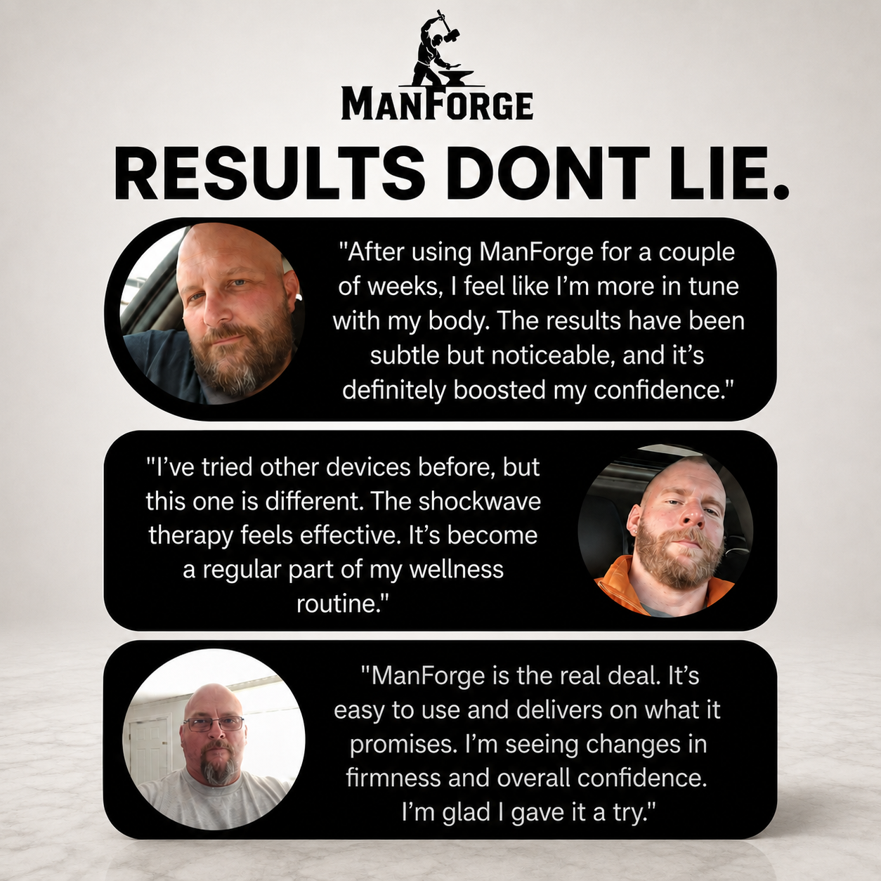 Man Forge Aqua Therapy Pro customer results and reviews